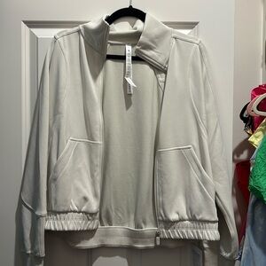Lululemon Brushed Softstreme Funnel Neck Zip Up color: Bone size:10